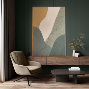 Abstract acrylic painting with frame "Eternal Line" – Modern wall decoration in natural colors