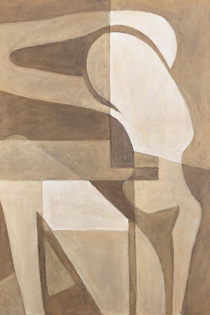 Leinwandbild mit Rahmen „Abstrakte Zärtlichkeit“ – Strukturierte Acrylmalerei mit Figur