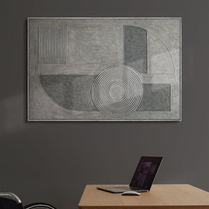 Modern painted pictures in a frame, a calm canvas painting "Grey Chord"