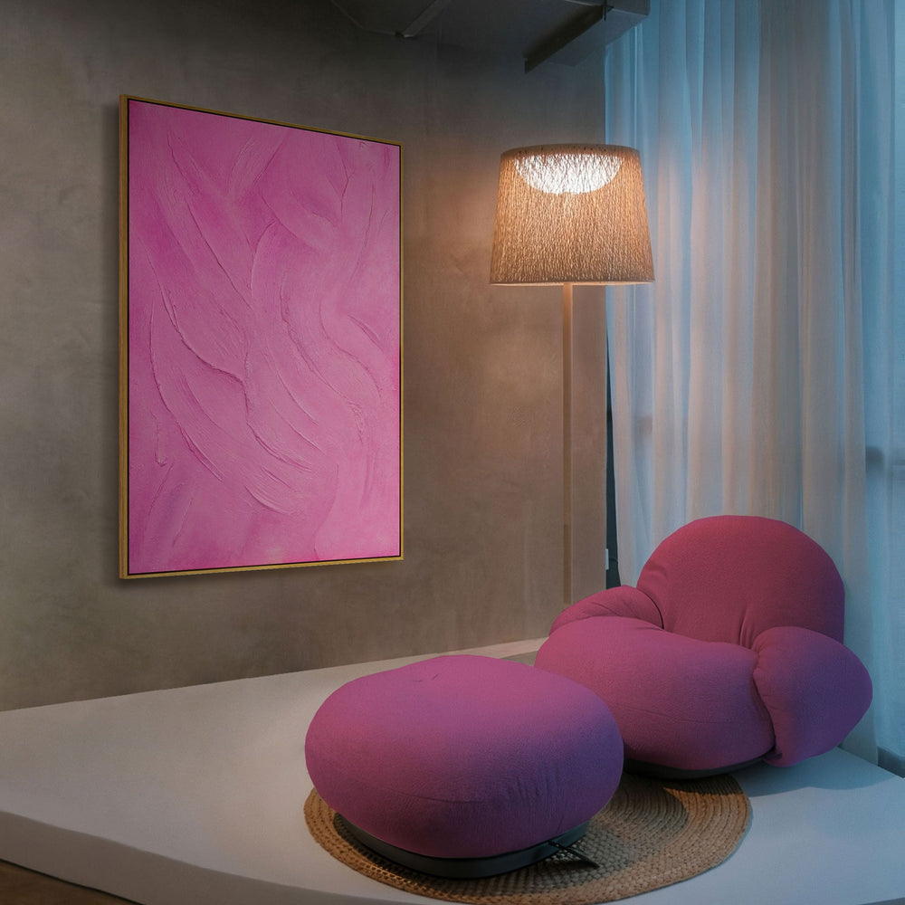 Handgemaltes Acrylgemälde „Zuckerschleier“ – Moderne Wandkunst in Pink