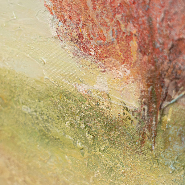 Handgemalte Gemälde auf Leinwand „Warme Weite“ – Moderne Abstrakte Kunst mit Rahmen