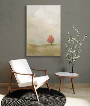 Hand-painted canvas painting "Warm Expanse" – Modern abstract art with frame