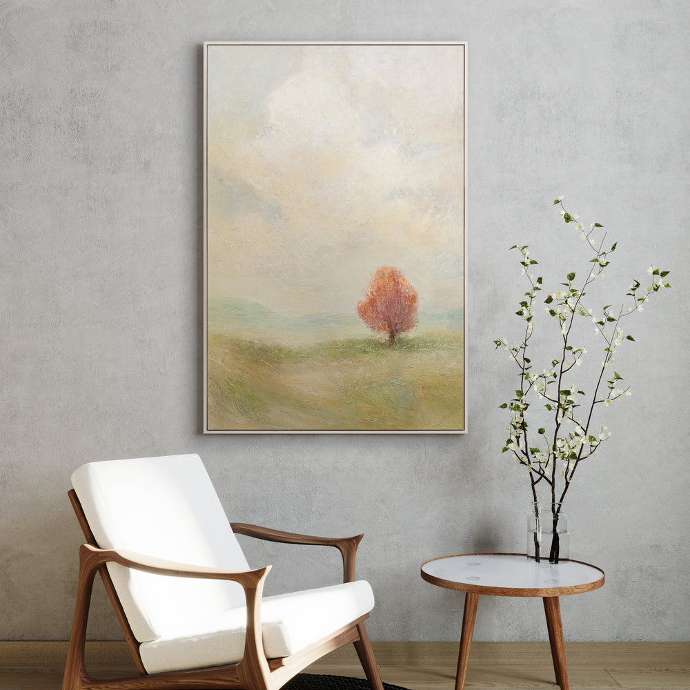 Hand-painted canvas painting "Warm Expanse" – Modern abstract art with frame