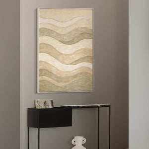 Abstract Wall Art with Texture in Beige, Green & Gold – Modern Acrylic Painting on Canvas