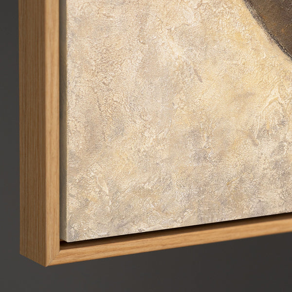 Handgemalte Gemälde mit Rahmen – Moderne Wanddeko Beige „Duett der Halbkreise“