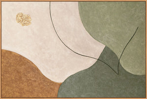 Handgemalte Acrylkunst – Modernes Wandgemälde in Grün & Beige „Das Flüstern der Täler“