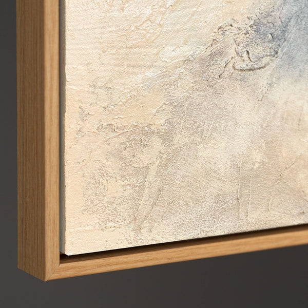 Modernes abstraktes Leinwandbild mit ausbalancierter Farbkomposition in Grau und Gold