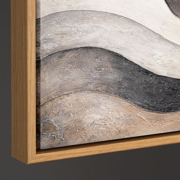 Abstraktes Wandbild auf Leinwand mit fließendem Wellenmotiv