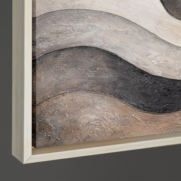 Abstract Canvas Painting in Beige and Gray – Textured Acrylic Painting "Sand Waves"