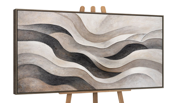 Abstract Canvas Painting in Beige and Gray – Textured Acrylic Painting "Sand Waves"