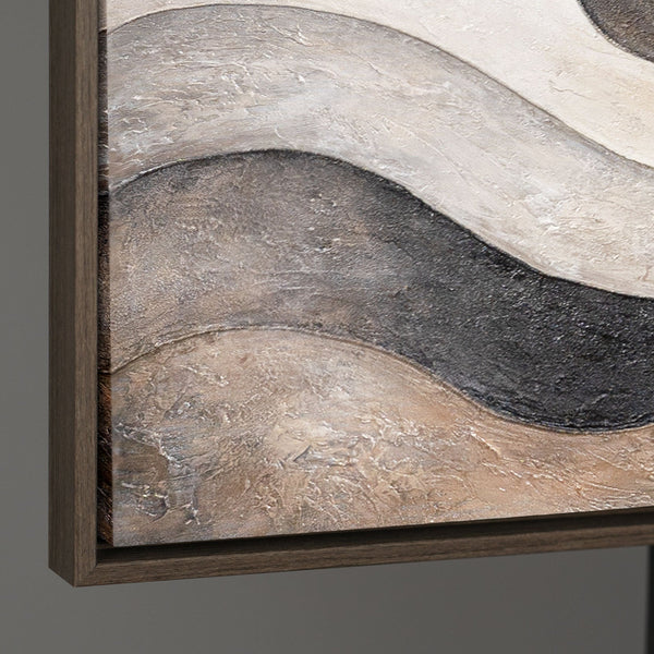 Abstract Canvas Painting in Beige and Gray – Textured Acrylic Painting "Sand Waves"
