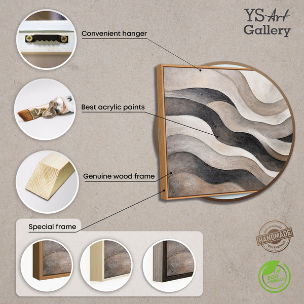 Abstract Canvas Painting in Beige and Gray – Textured Acrylic Painting "Sand Waves"