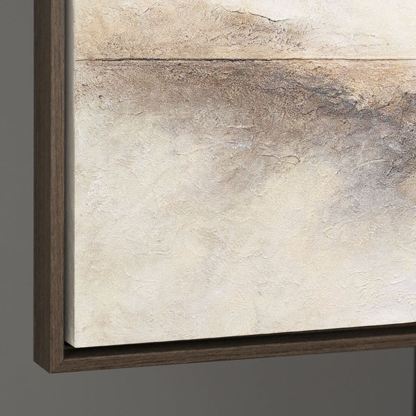 Handgemaltes Struktur Gemälde „Horizontlinie“ - Wanddeko in Beige Gold