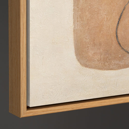 Abstraktes Leinwandbild mit feiner Linienstruktur und organischer Form