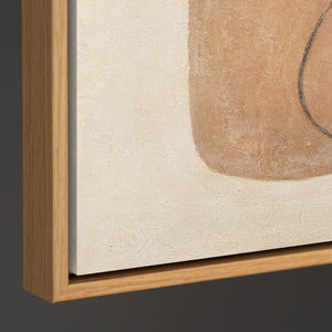 Modern painting in beige and grey with frame – Abstract art “Balance of contrasts”