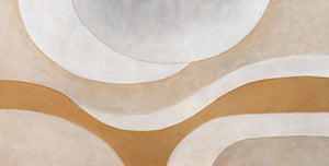 Hand-Painted Acrylic Painting "Warm Flow" – Wall Decor for Living Room in Beige & Gold