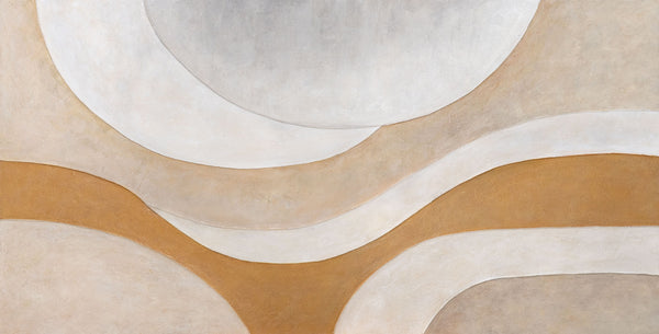 Hand-Painted Acrylic Painting "Warm Flow" – Wall Decor for Living Room in Beige & Gold