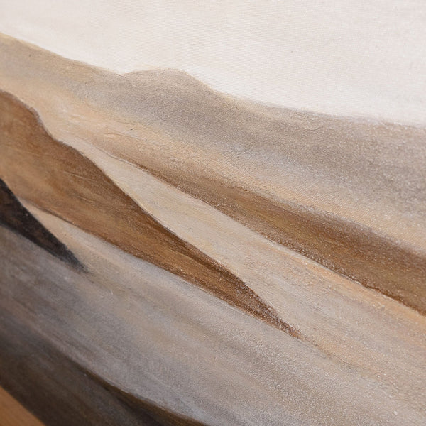 Acrylic Painting on Canvas "Gentle Sunrise" – Hand-Painted Landscape in Beige & Brown