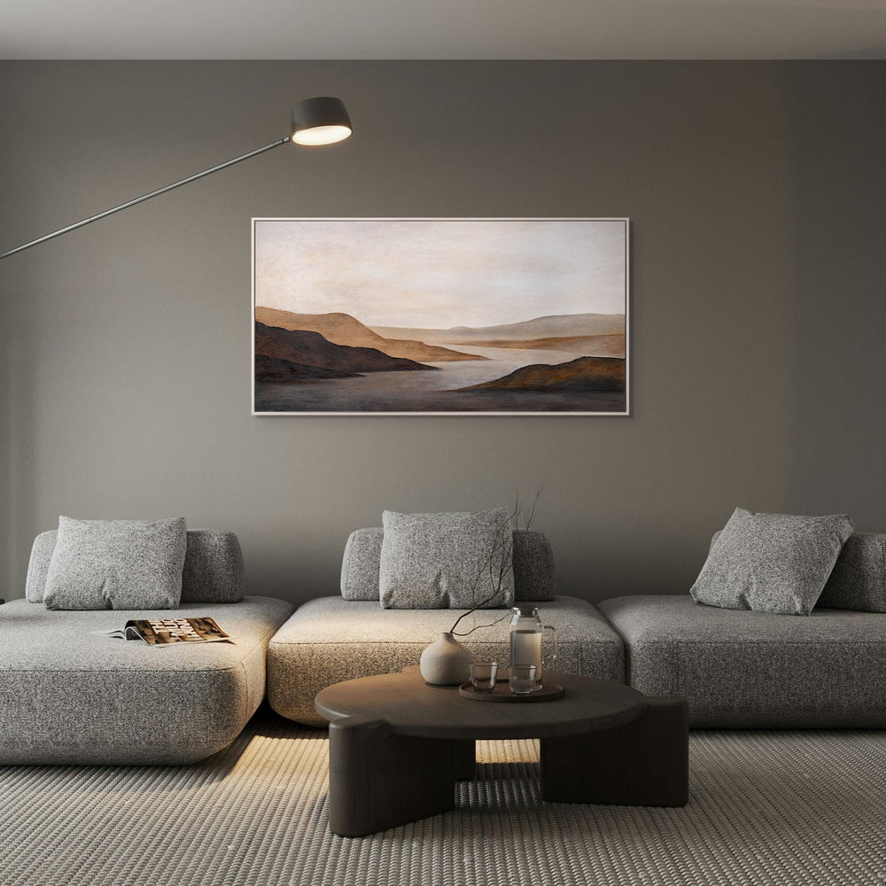 Acrylic Painting on Canvas "Gentle Sunrise" – Hand-Painted Landscape in Beige & Brown