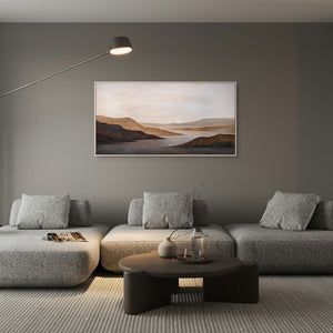 Acrylic Painting on Canvas "Gentle Sunrise" – Hand-Painted Landscape in Beige & Brown