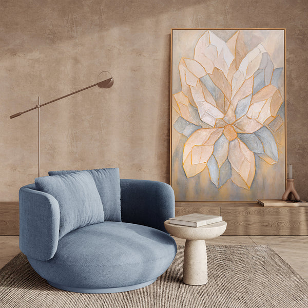 Hand-painted acrylic painting with frame "Facets of the Petals" – Abstract floral wall art