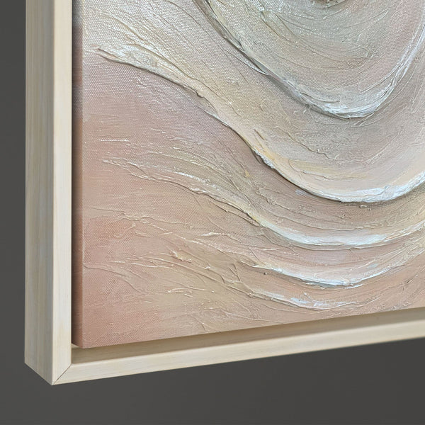 Unterkante eines strukturierten Leinwandbildes, hochwertiger Keilrahmen