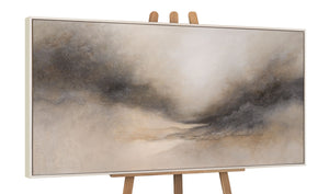 Abstract Acrylic Painting "Foggy Morning" – Elegant Canvas Art in Beige & Gray
