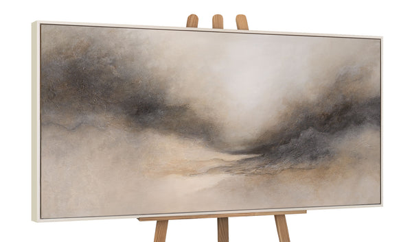 Abstract Acrylic Painting "Foggy Morning" – Elegant Canvas Art in Beige & Gray