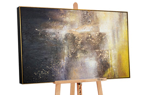 Abstract Painting "The Universe" – Modern Canvas Artwork with Gold and Dark Accents