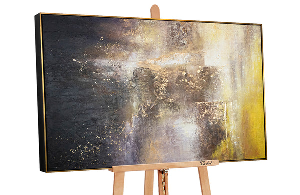 Abstract Painting "The Universe" – Modern Canvas Artwork with Gold and Dark Accents