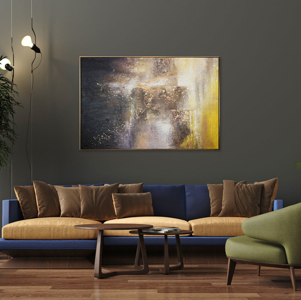 Abstract Painting "The Universe" – Modern Canvas Artwork with Gold and Dark Accents