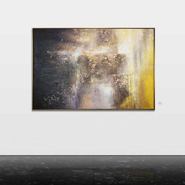 Abstract Painting "The Universe" – Modern Canvas Artwork with Gold and Dark Accents