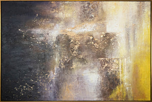 Abstract Painting "The Universe" – Modern Canvas Artwork with Gold and Dark Accents