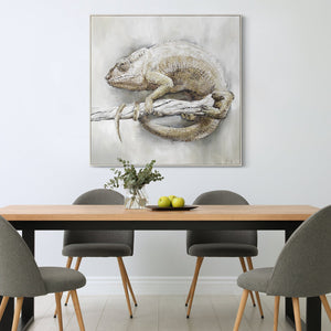 Handmade Chameleon Painting on Canvas 'Chameleon from Madagascar' – Realistic Wall Art for Modern Spaces
