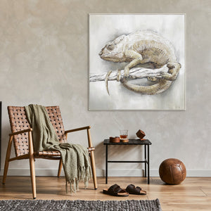 Handmade Chameleon Painting on Canvas 'Chameleon from Madagascar' – Realistic Wall Art for Modern Spaces