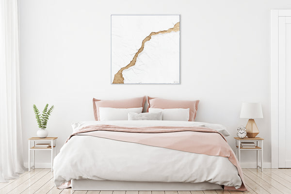 bedroom artwork above bed white abstract art