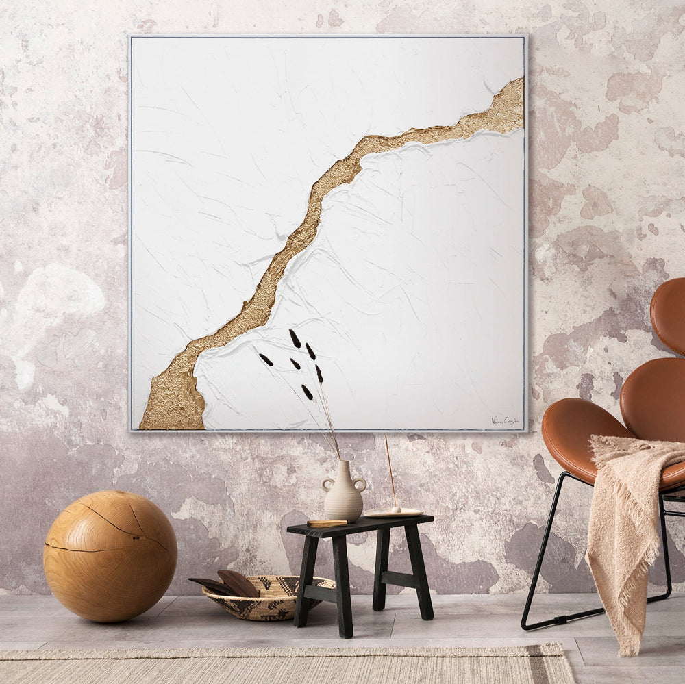 "Handmade Original Painting with Frame 'The Flood' – Canvas Art Decor for Living Room"
