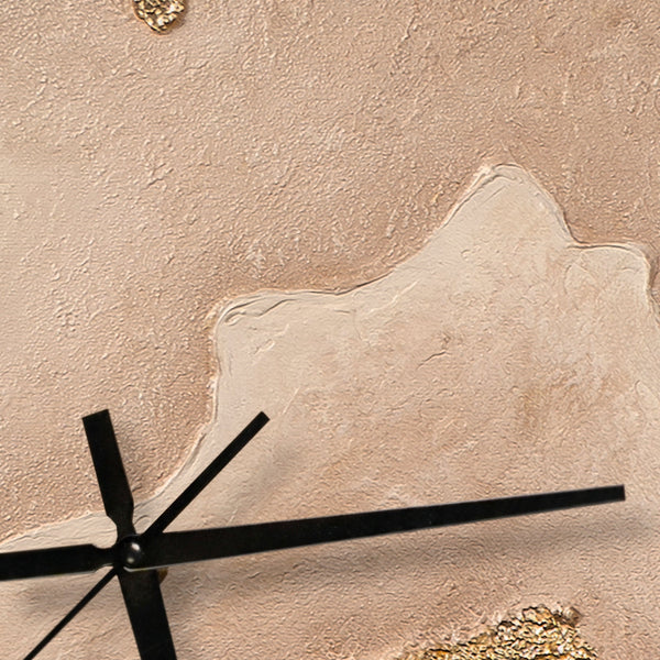 Unique Hand-Painted Wall Clock – Desert Landscape Sand, Brown & Gold, 35×35 cm