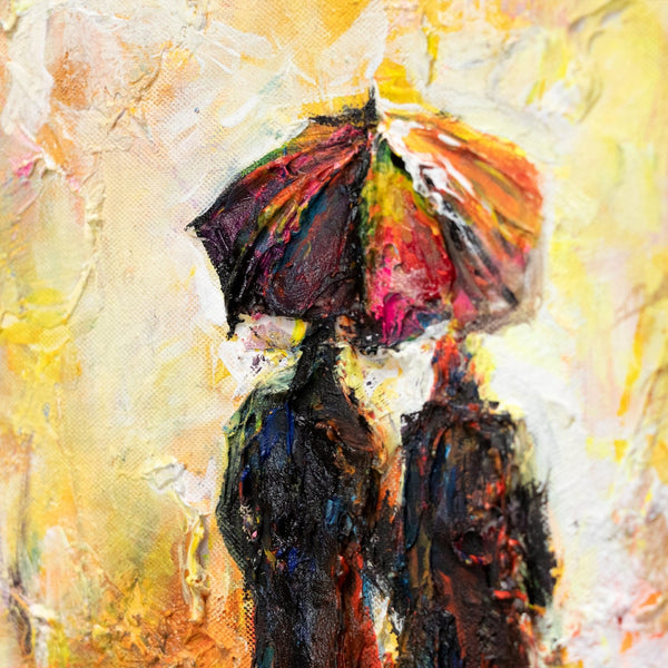 abstract acrylic umbrella couple painting