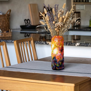 Keramikvase handbemalt, farbstark, 26 cm