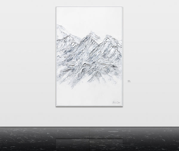 abstract mountain white textured wall art