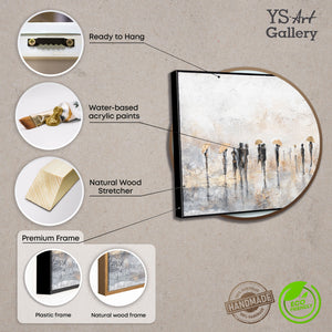 Panoramic Wall Art Framed in Neutral Texture – Silent Rain