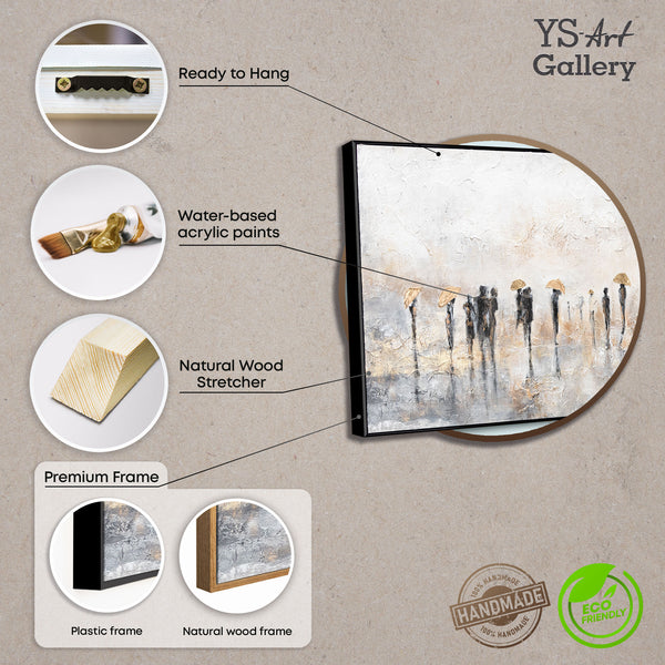 Panoramic Wall Art Framed in Neutral Texture – Silent Rain