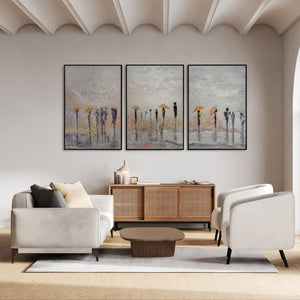 Panoramic Wall Art Framed in Neutral Texture – Silent Rain