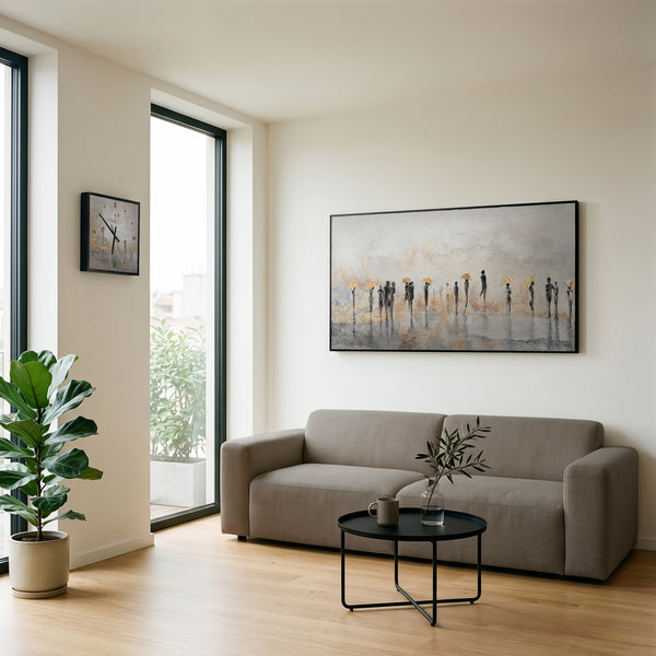 Handgemalte Wohnzimmer Deko – Betonstruktur im Loft-Stil – 35×35 cm