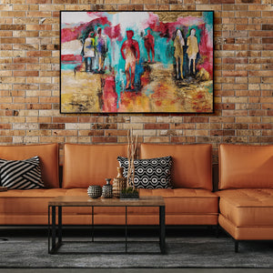 landscape canvas acrylic painting people