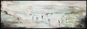 Acrylic landscape painting with frame "Surfing" 60x20 inch