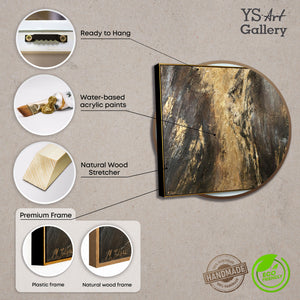 Textured Abstract Canvas Framed Modern Wall Art – Bronze Cascade