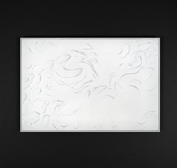 white abstract art framed paintings