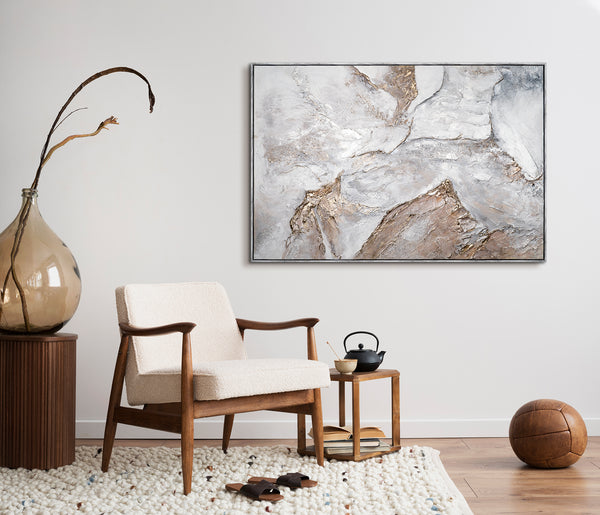 Framed abstract painting in neutral tones "North"